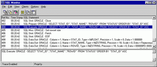 Вывод сведений о выполнении сервером запросов в SQL Monitor